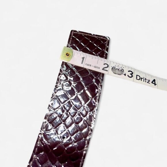 Brown Faux Leather Snakeskin Belt with Chunky Buckle - Picture 4 of 6